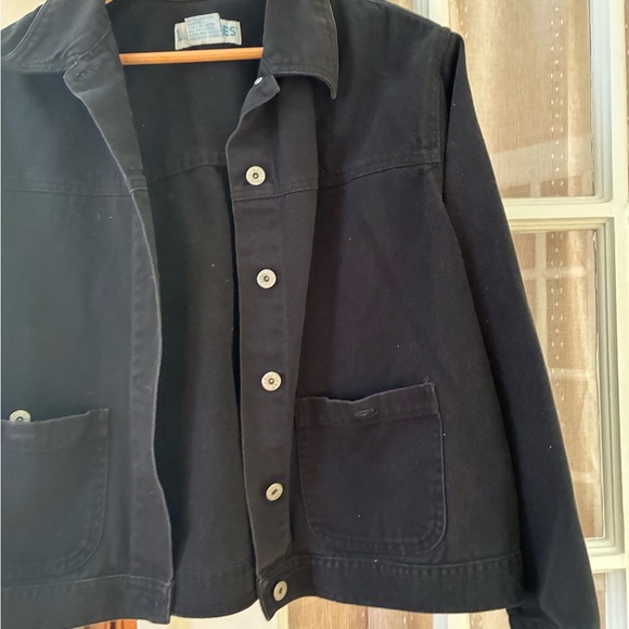 100% Cotton Vintage Black Button-Front Chore Jacket - Picture 3 of 5